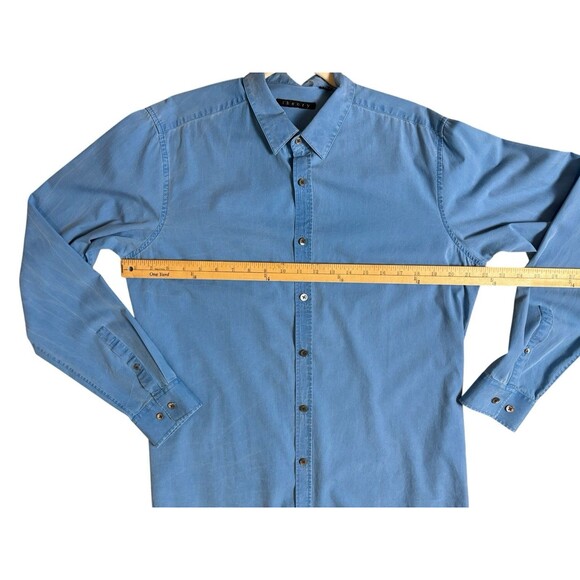 Theory Zack PS Belledune Button Down Shirt Men's Size Large Blue Casual Faded - Picture 5 of 9